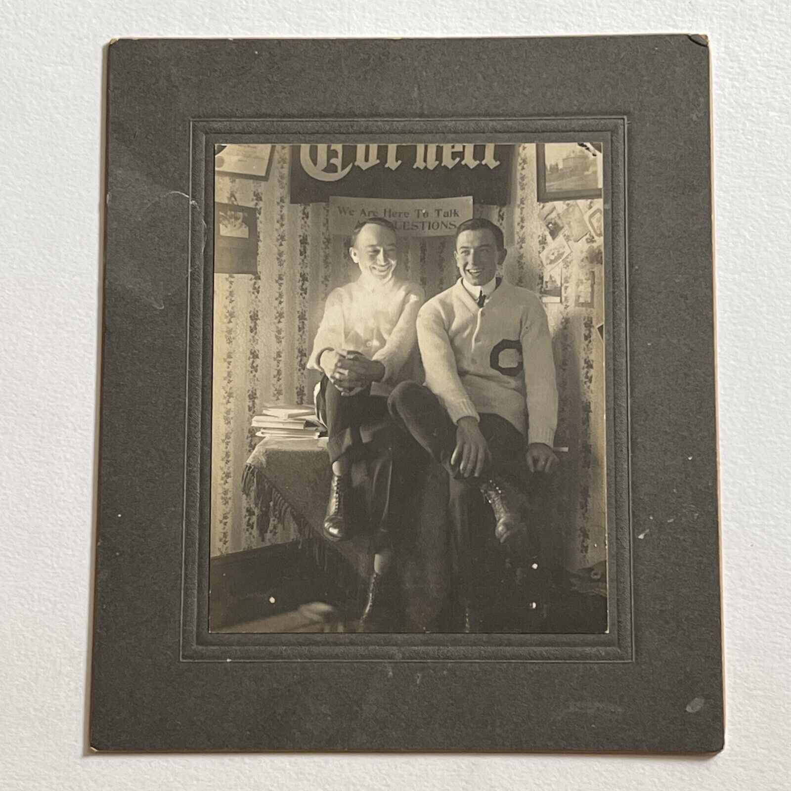 Antique Cabinet Card Photograph Handsome College Men Cornell University Ithaca