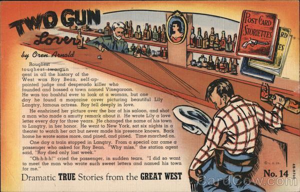Cowboy/Western 1945 Two Gun Lover-Post Card Storiette No. 14 by Oren Arnold