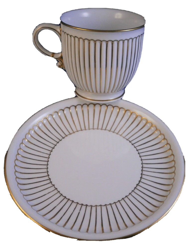 Antique 19thC Sevres Porcelain Godronnee Cup & Saucer Porcelaine Tasse France #7