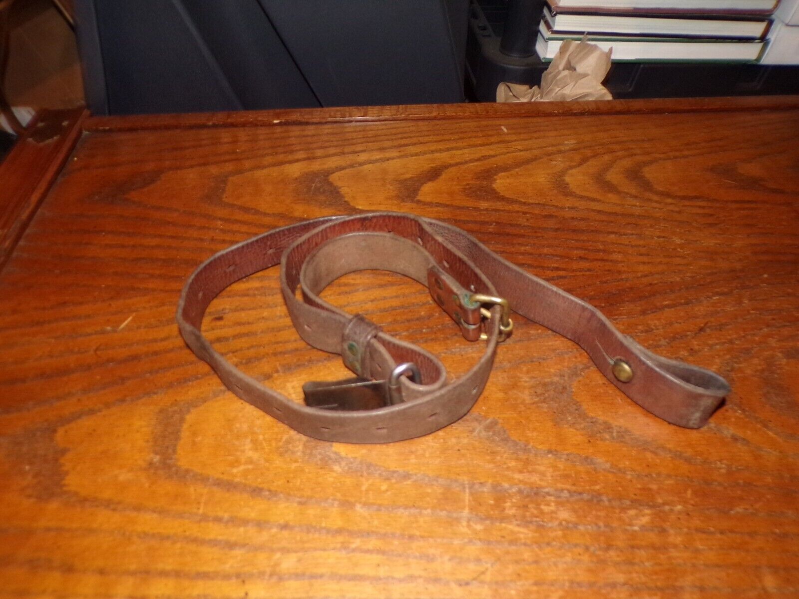 Swedish brown leather mauser rifle sling with quick detach clip m96 m38 1 1/8\