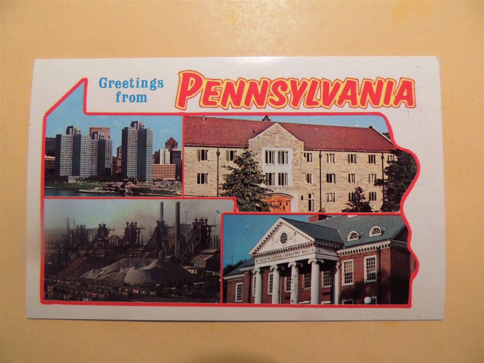 Greetings from Pennsylvania vintage map postcard multiple scenic views