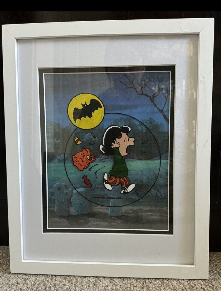 NO RESERVE Peanuts Cel Great Pumpkin Halloween Night Charlie Brown With Lucy