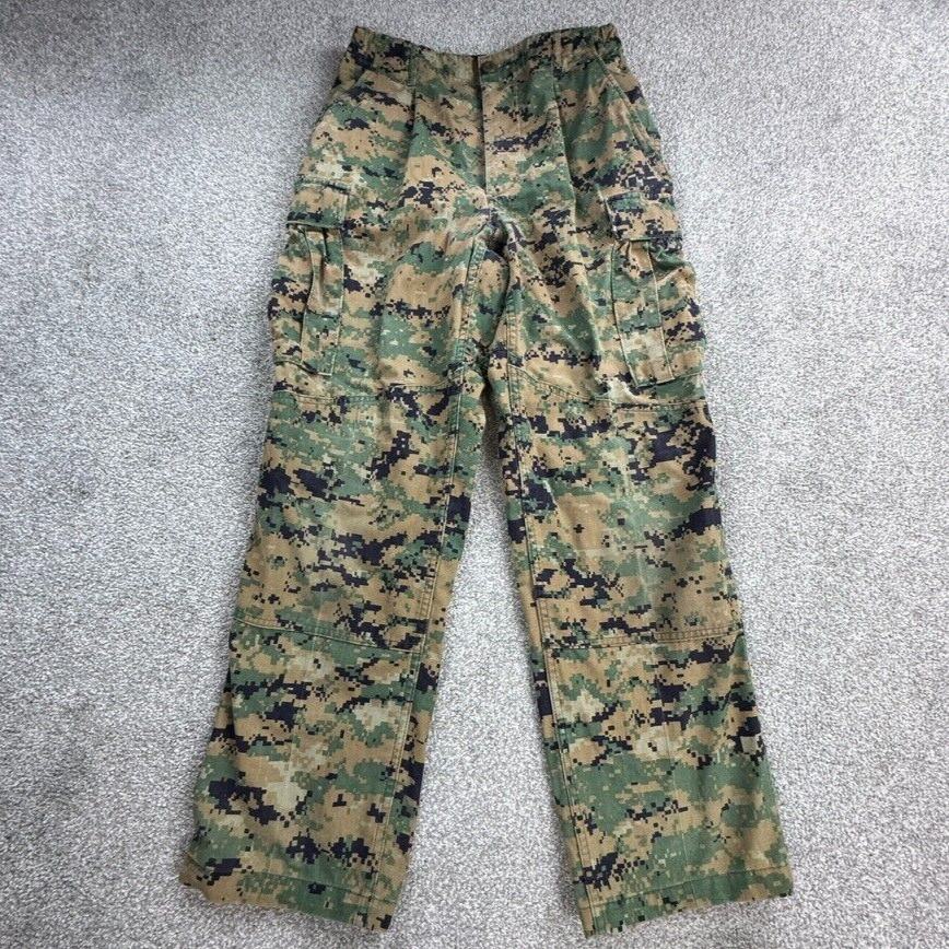 USMC Trouser Pants Men\'s Small Long Woodland Marpat Camouflage Clark Patch