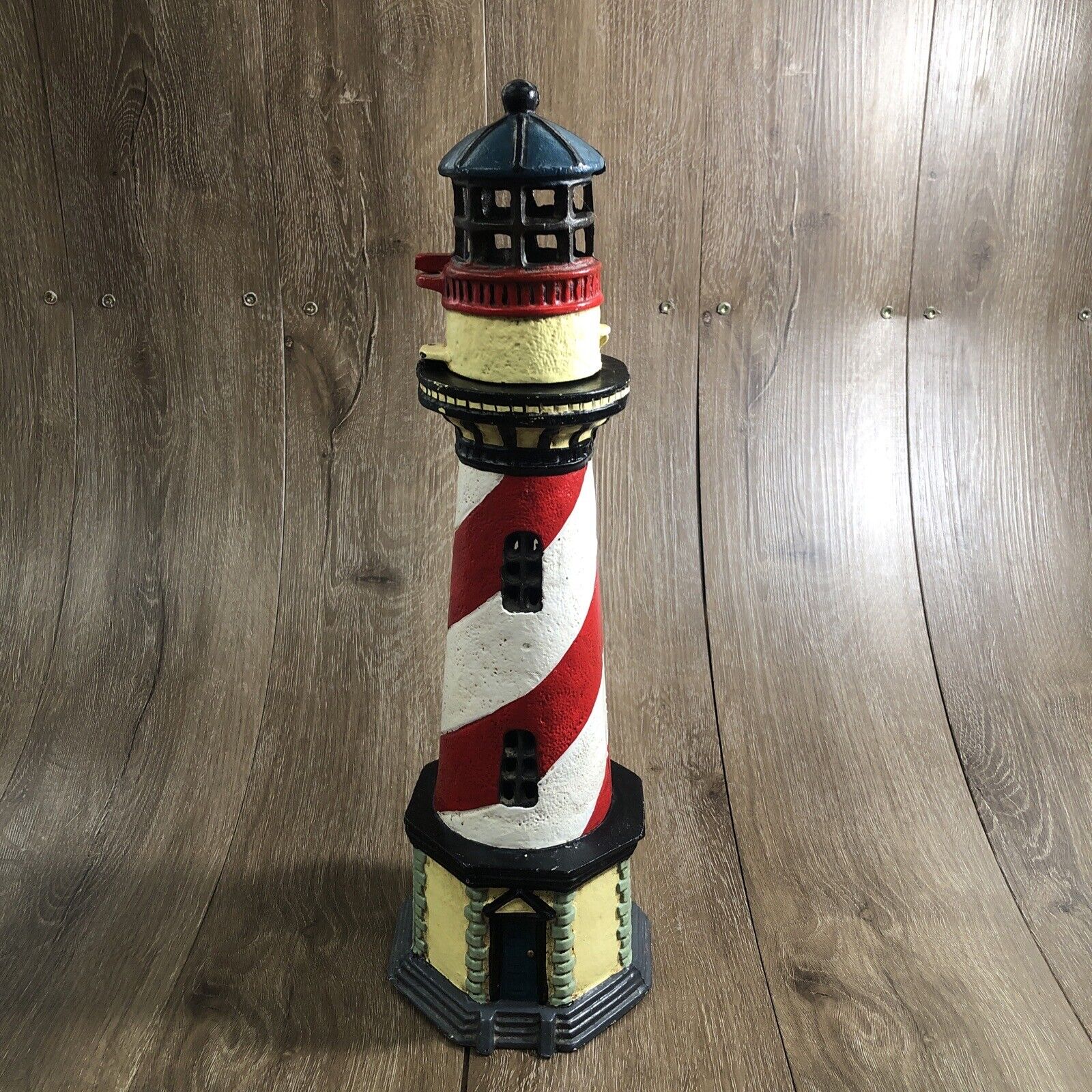 VTG Cast Iron Lighthouse Candle Holder Door Stop 17\