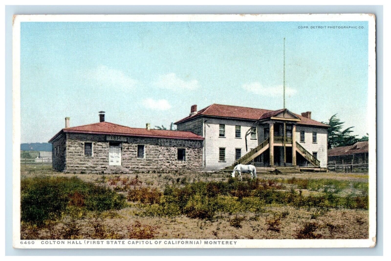 c1910's Colton Hall First State Capitol Of California Monterey Phostint Postcard