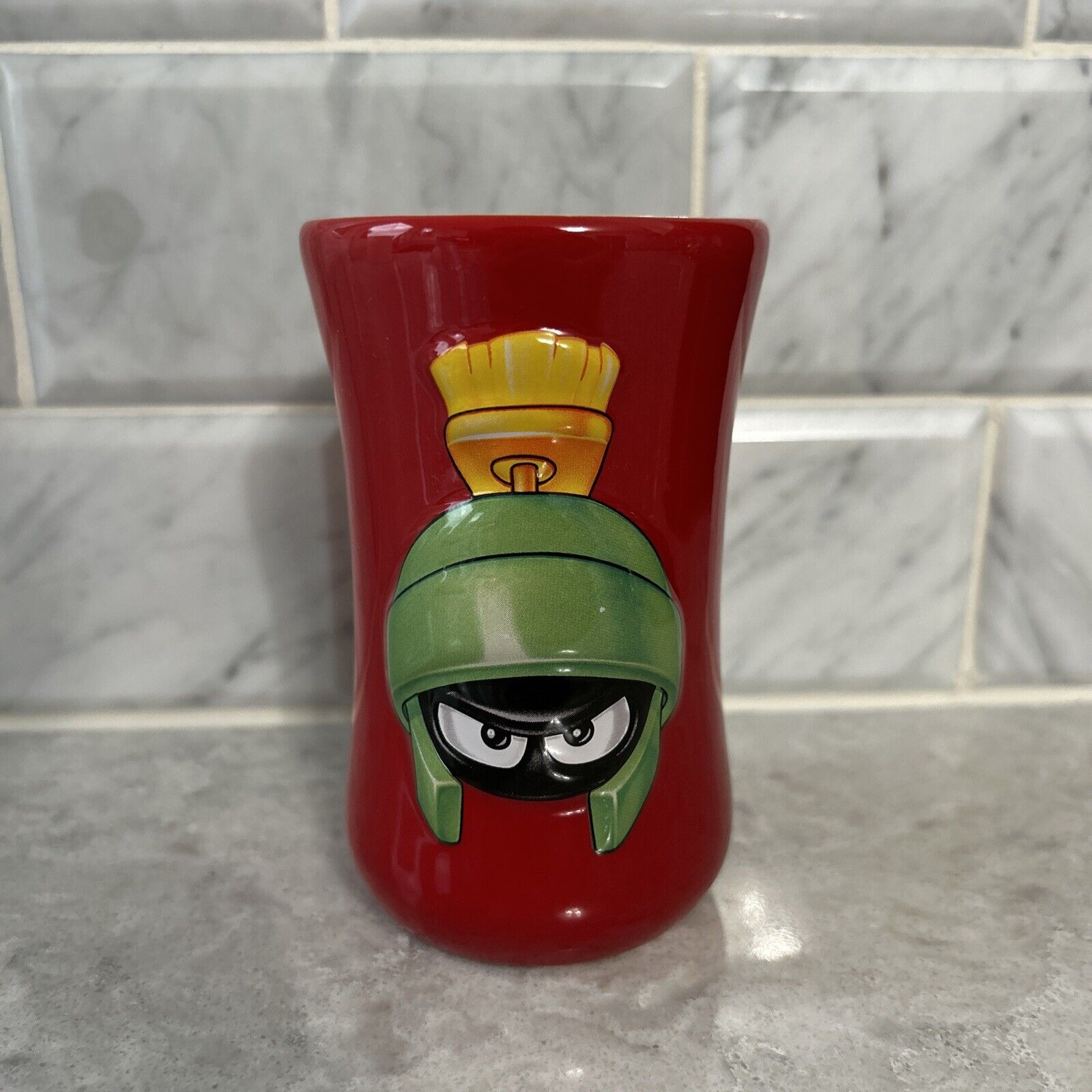 Vtg 2000 XPRES WB Looney Tunes Marvin The Martian Red 3D Ceramic Tumbler Cup