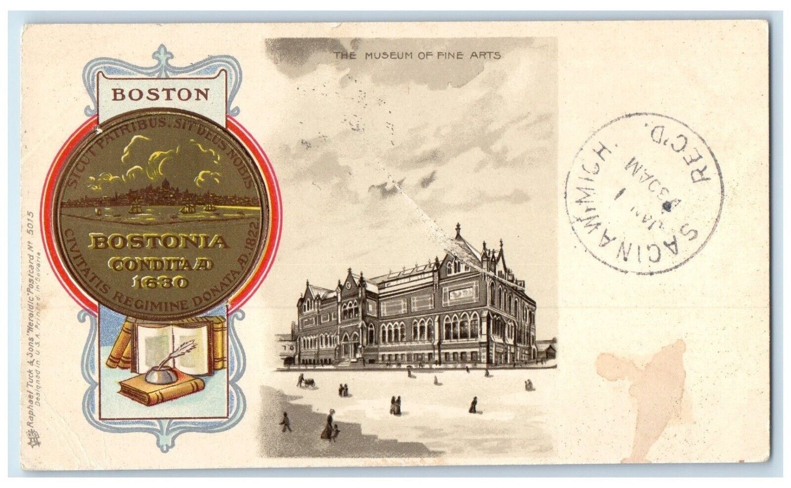 1901 The Museum Of Fine Arts Boston MA Saginaw MI Tuck\'s Antique Postcard
