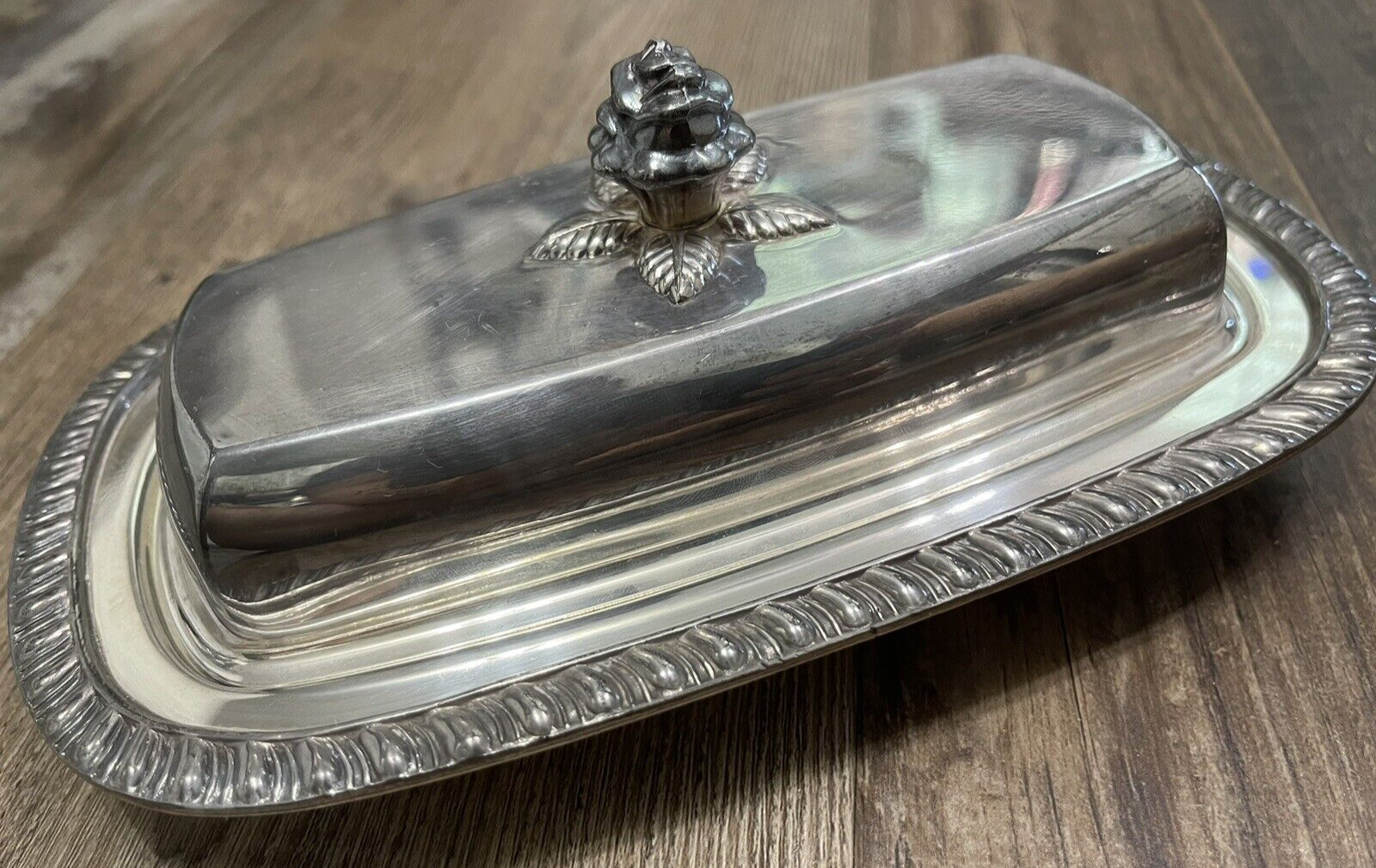 Vintage FB Rogers Silver Co Silver on Copper Butter Dish w/Insert 1905