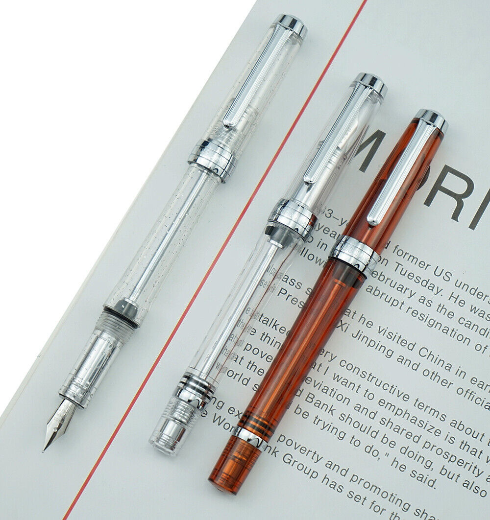 New 3PCS Yongsheng 3013 Vacuum Fountain Pen Resin Transparent Quality EF/F Pen