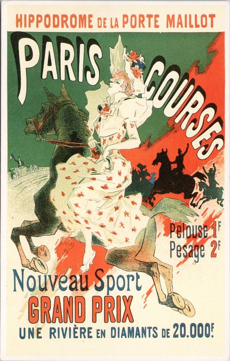 Jules Cheret Grand Prix Paris Courses Woman Horse France Dalkeith Postcard H31