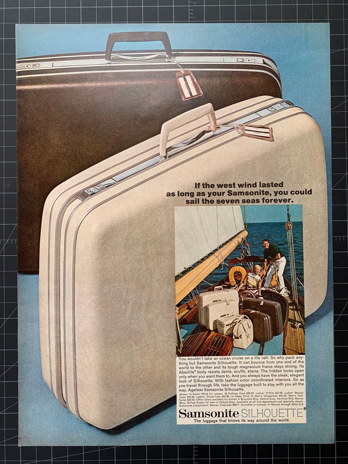 Vintage Samsonite Luggage Streamlite Print Ad