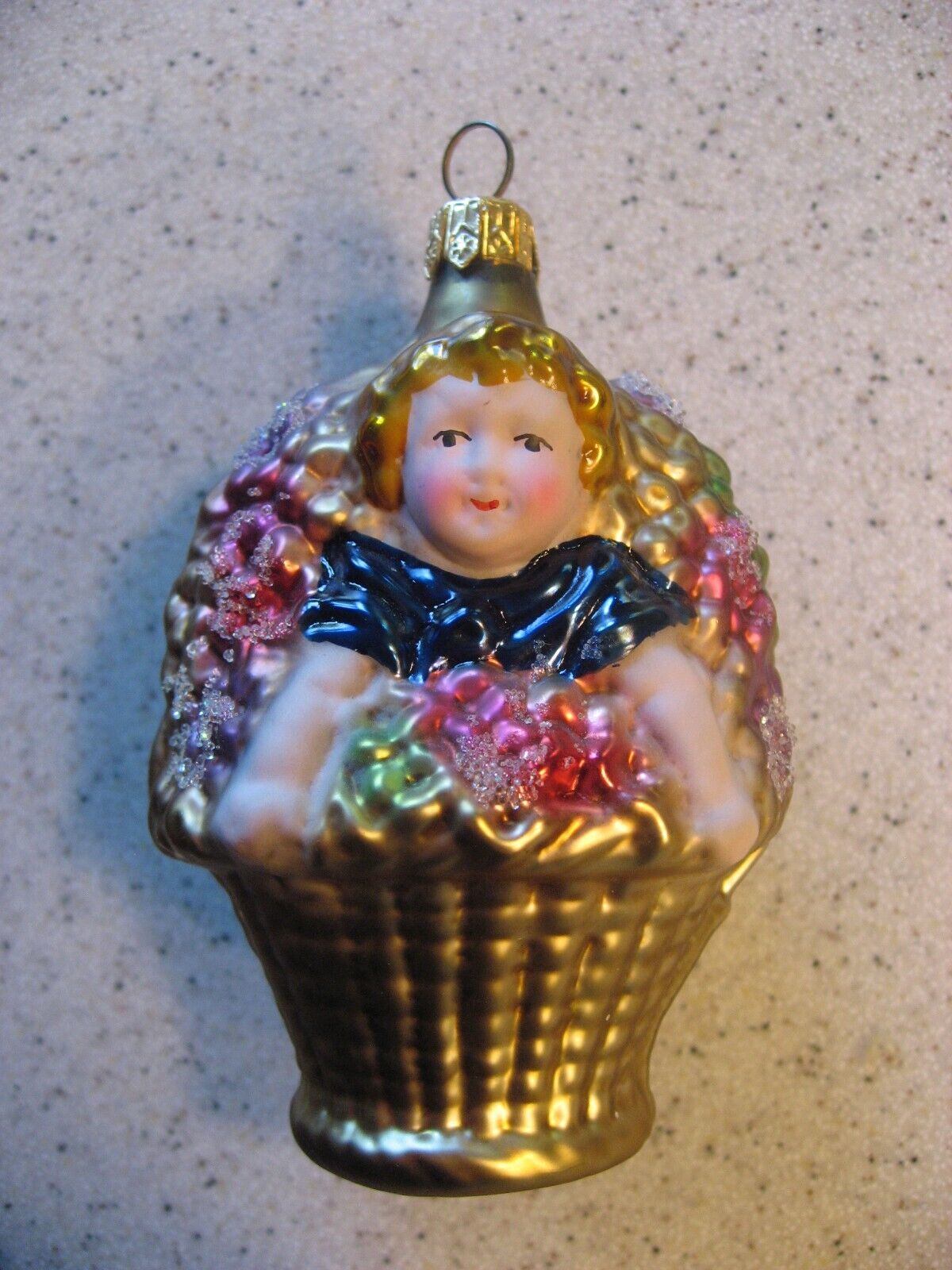 Vintage Christopher Radko Peekaboo Girl Glass Christmas Ornament