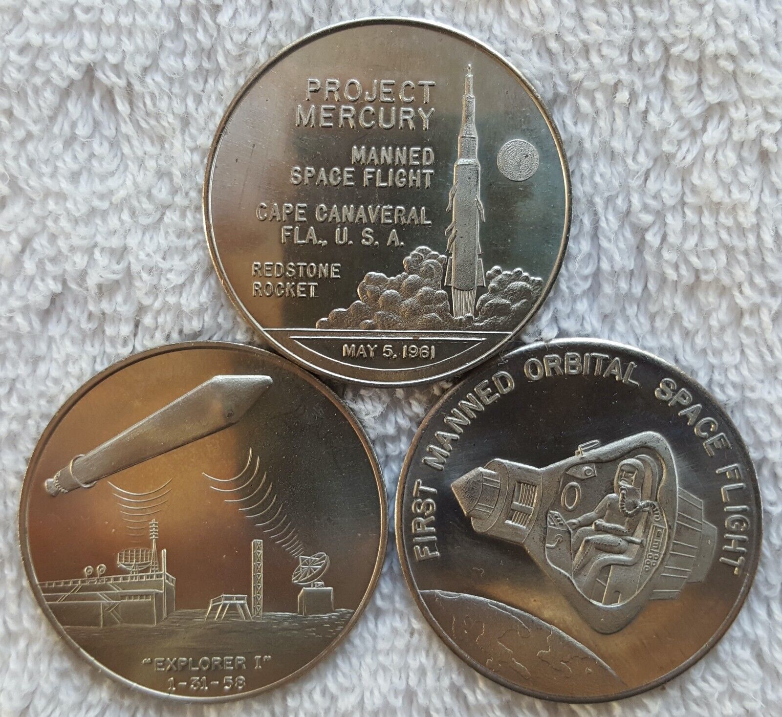 1960\'s Coin of the Month Club - EXPLORER 1, PROJECT MERCURY, GAGARIN Medals Lot