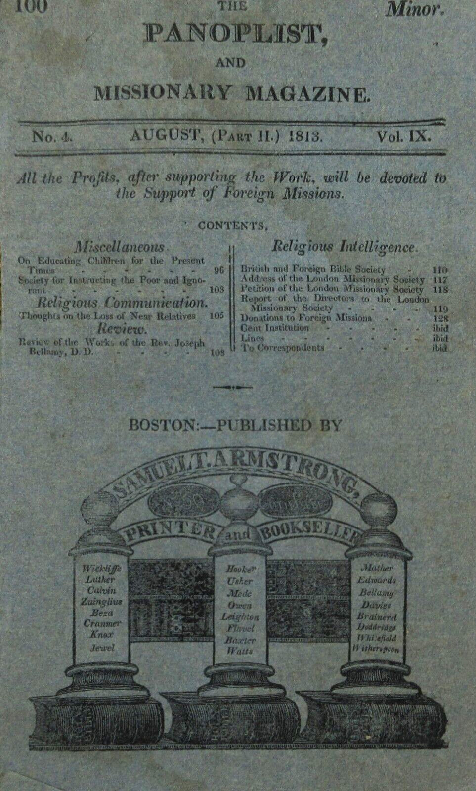 Early American Christian Missionary Magazine China India Boston Panoplist 1813