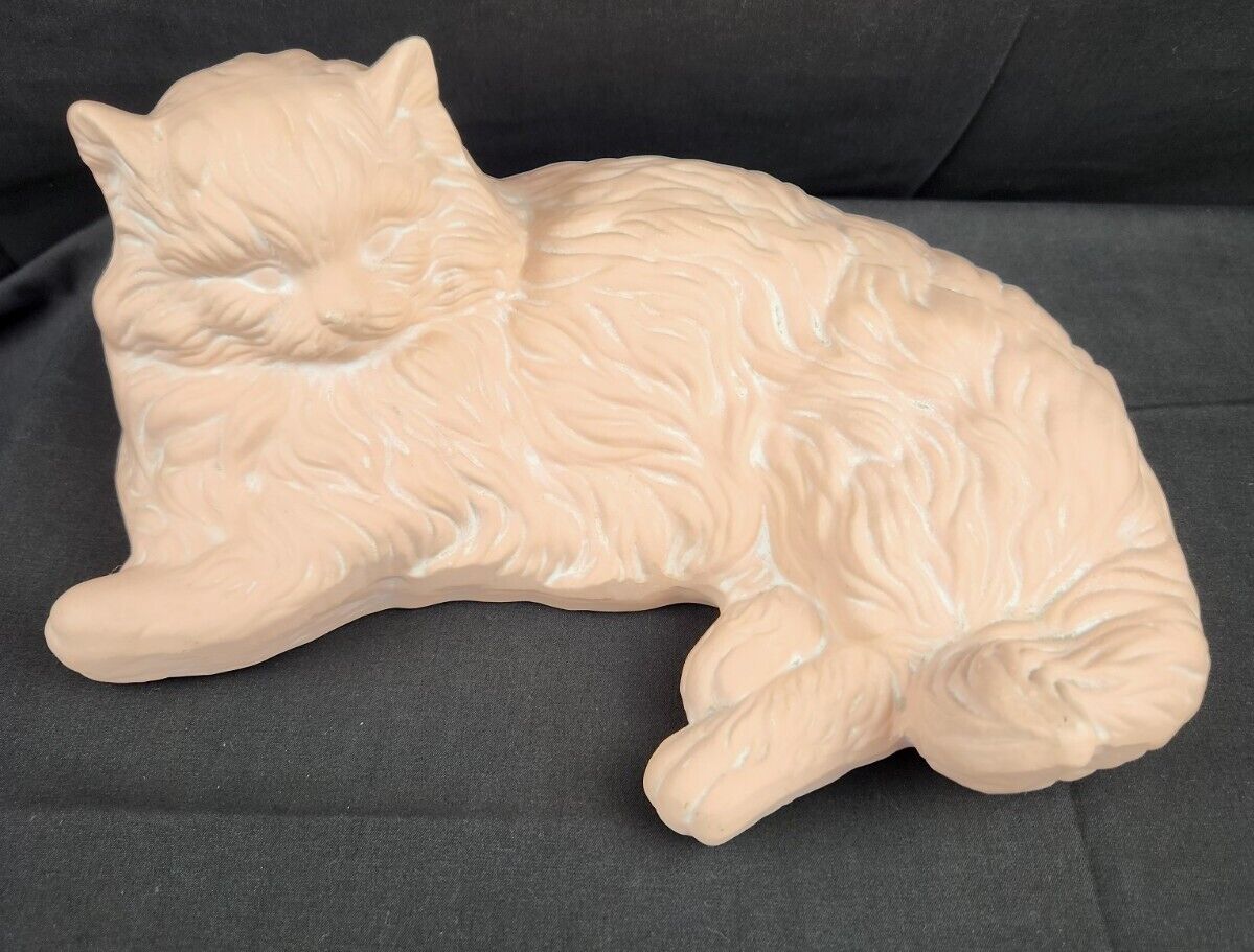 11.5 inch Cat-Kitten Figurine Cat Lying Down Ceramic Makers Mark on bottom #f2