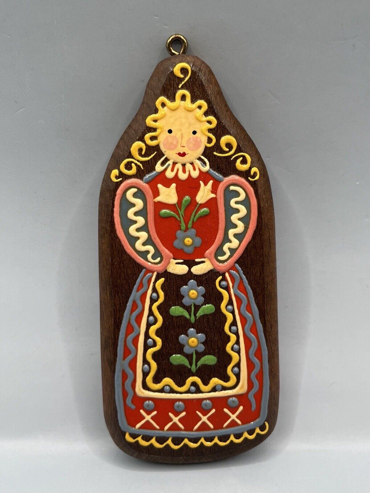 Wooden Handpainted In Austria Ornament Of Lady Sold At Neiman Marcus