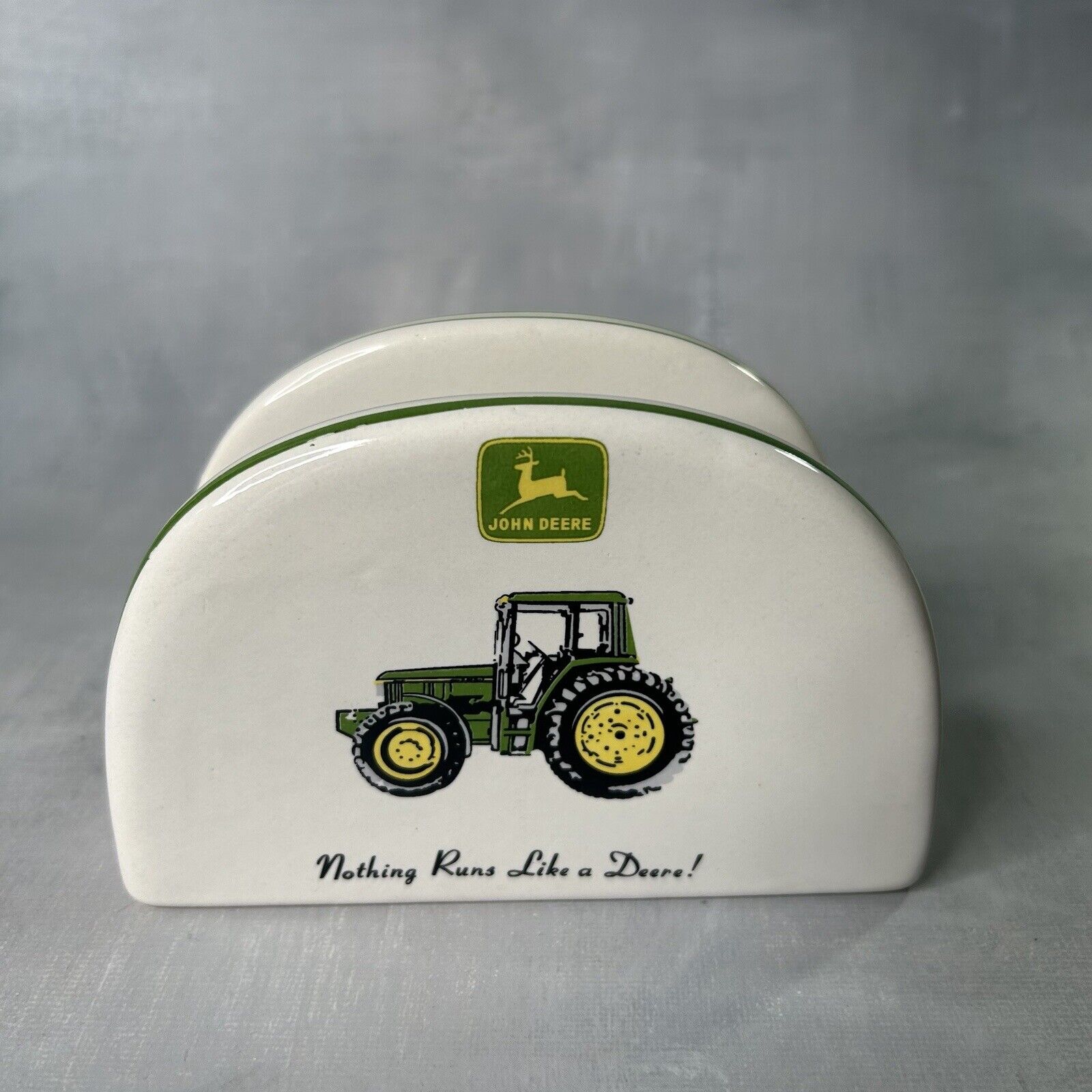 Gibson John Deere Tractor Ceramic Napkin Holder \