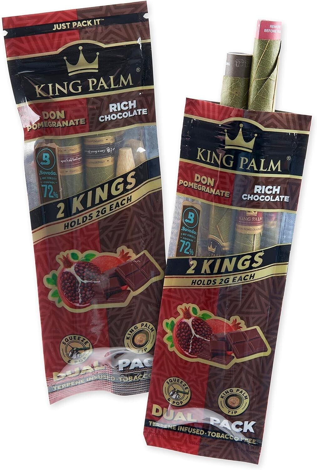 King Palm | King | Rich Chocolate | Palm Leaf Rolls | 2 Packs of 2 Each =4 Rolls