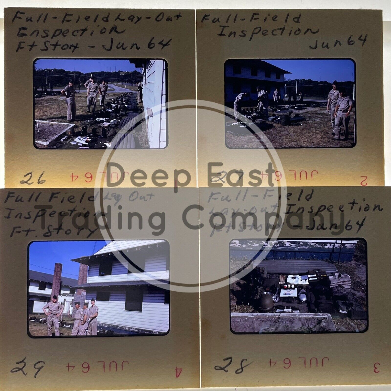 Vintage 35mm Slides Fort Story Full Field Lay Out Inspection July 1964