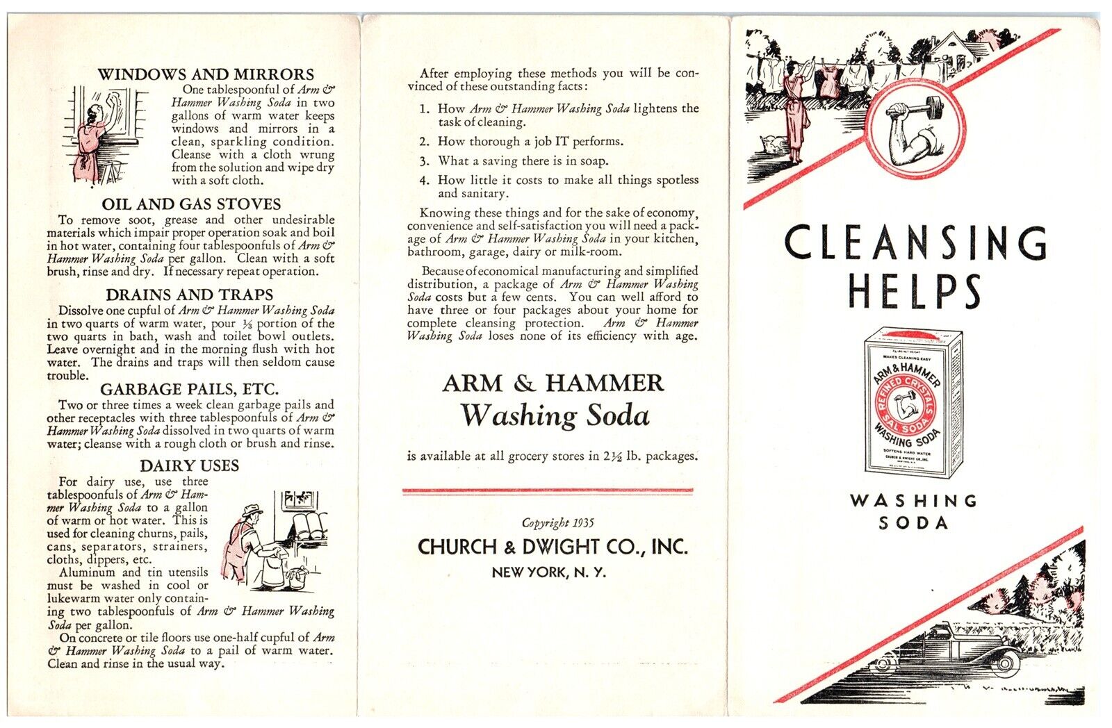 1935 Arm & Hammer Washing Soda Advertising Folder Church & Dwight Co. NYC UU