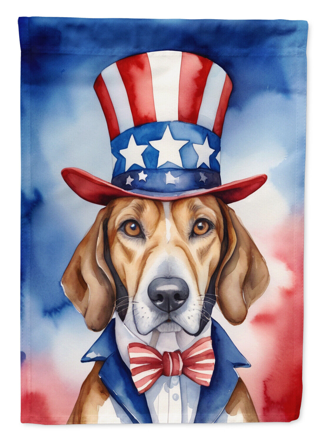 English Foxhound Patriotic USA American Flag Garden Size DAC5710GF