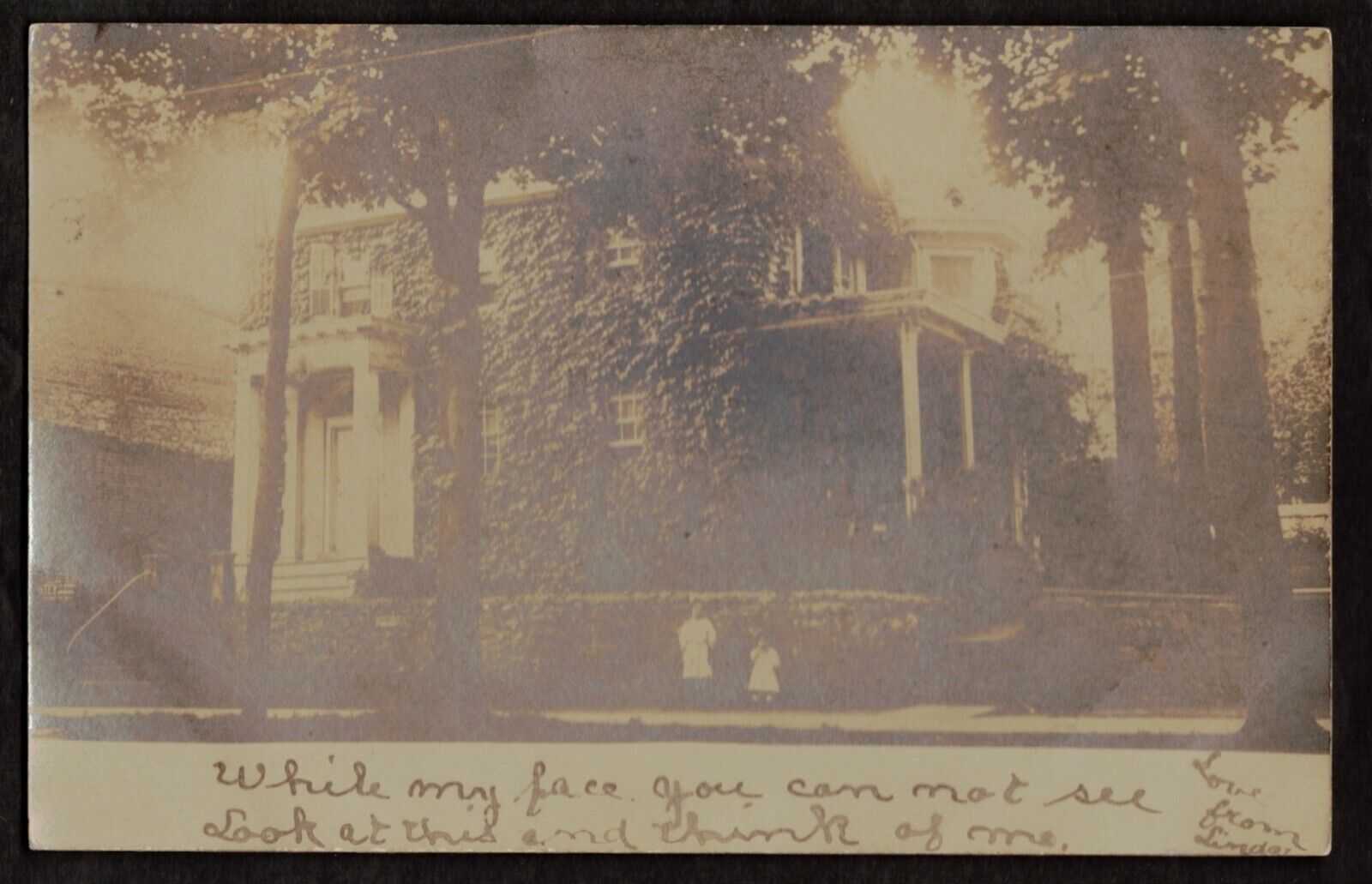 RPPC Children Standing in Front of Large Family House 1907