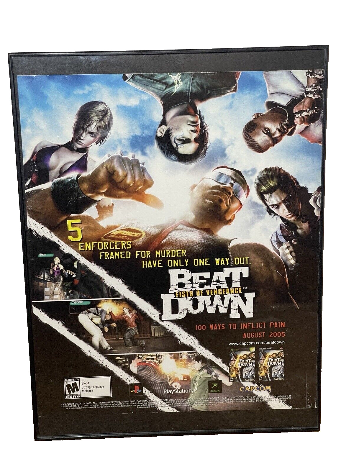 Beat Down: Fists of Vengeance PS2 Xbox Print Ad/Poster Official Game Art Framed