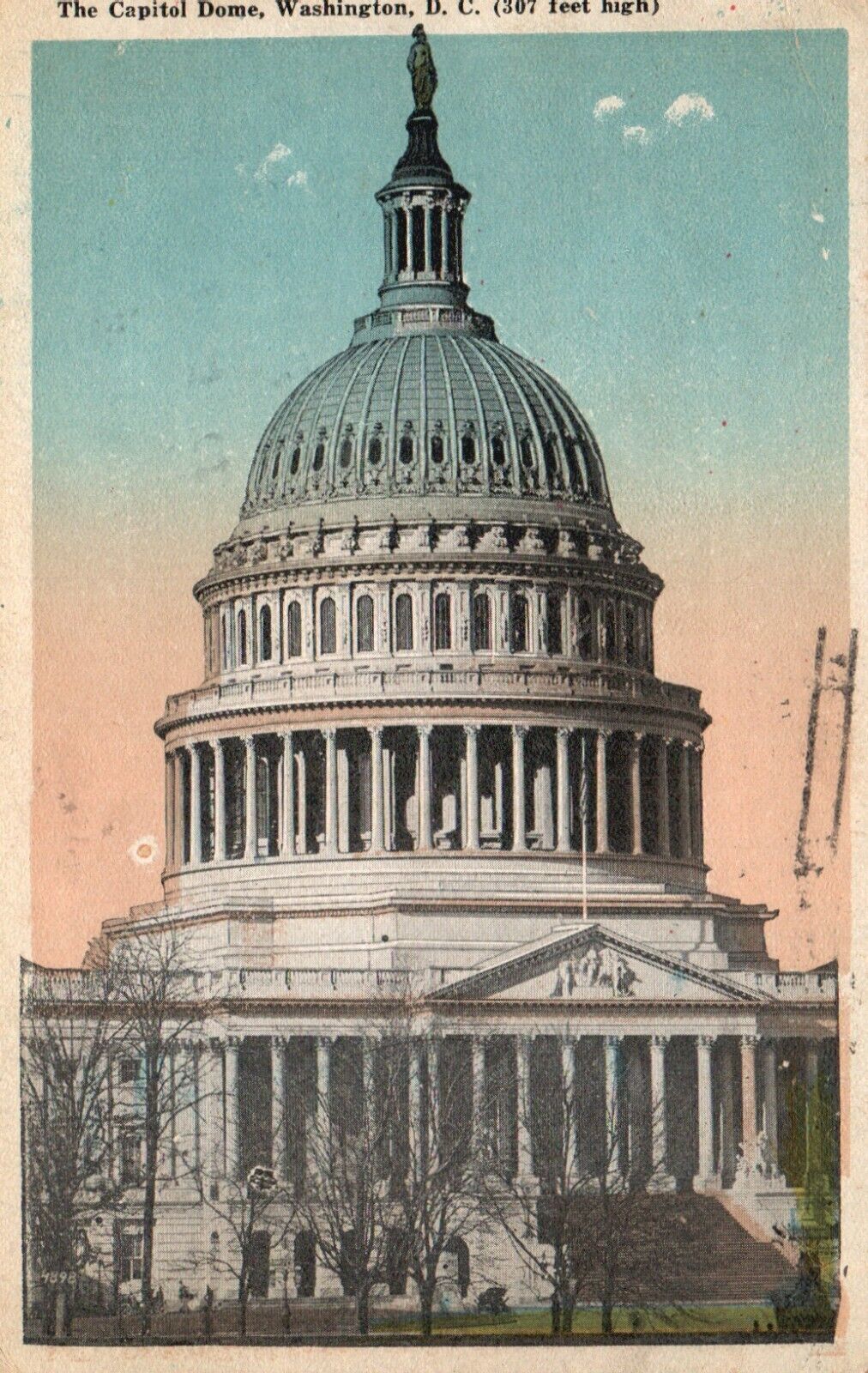 Postcard Washington DC US Capitol Dome 1923 White Border Vintage PC f9442