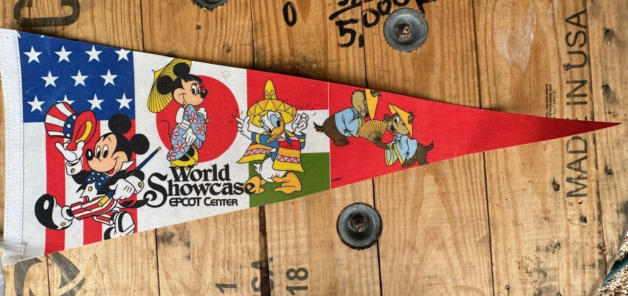 Vintage Walt Disney World Epcot Center World Showcase Pennant Banner Flag 29\