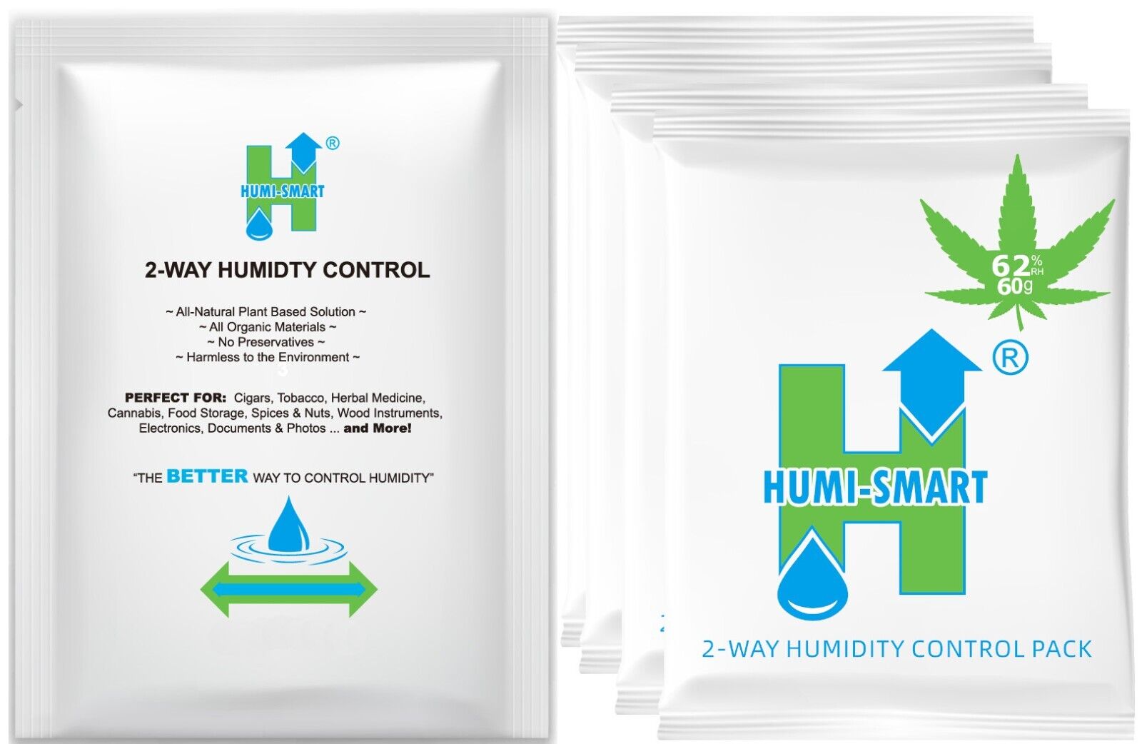 Humi-Smart 62% RH 2-Way Humidity Control Packet  – 60 Gram 4-Pack