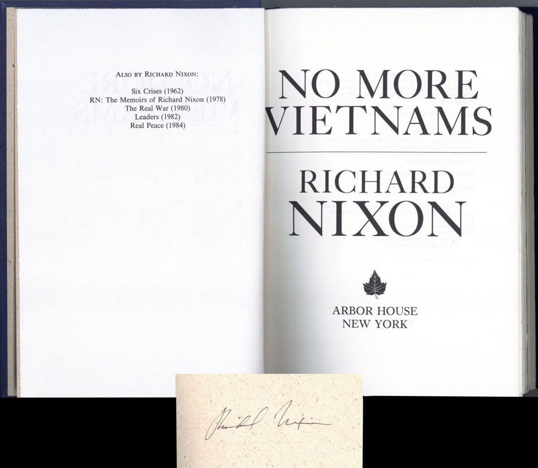 Richard Nixon - No More Vietnams - Autographed Books - Autographed Books