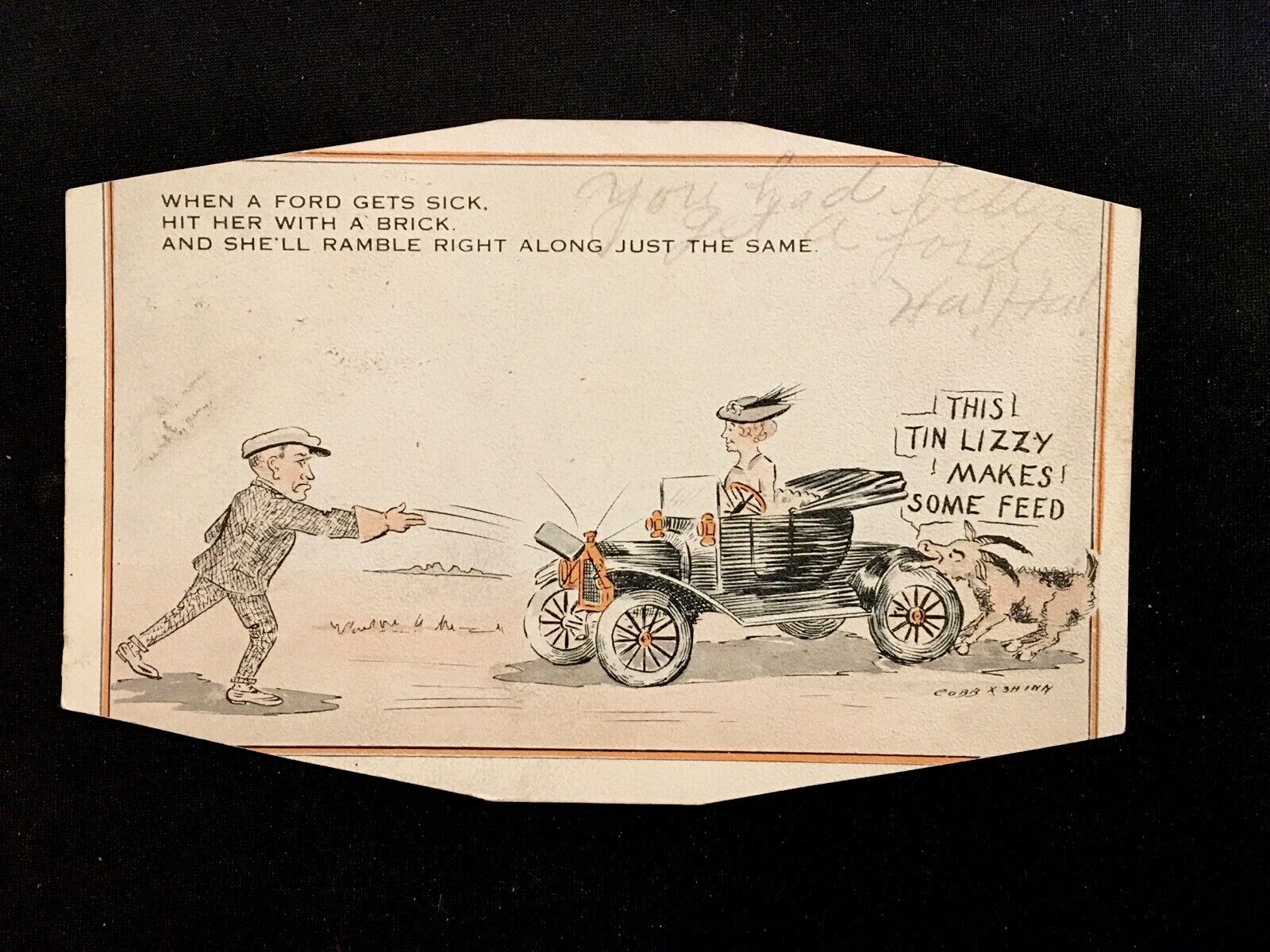 c1916 Ford Automobile Comic Artist Signed Cobb X. Shinn Vintage Postcard