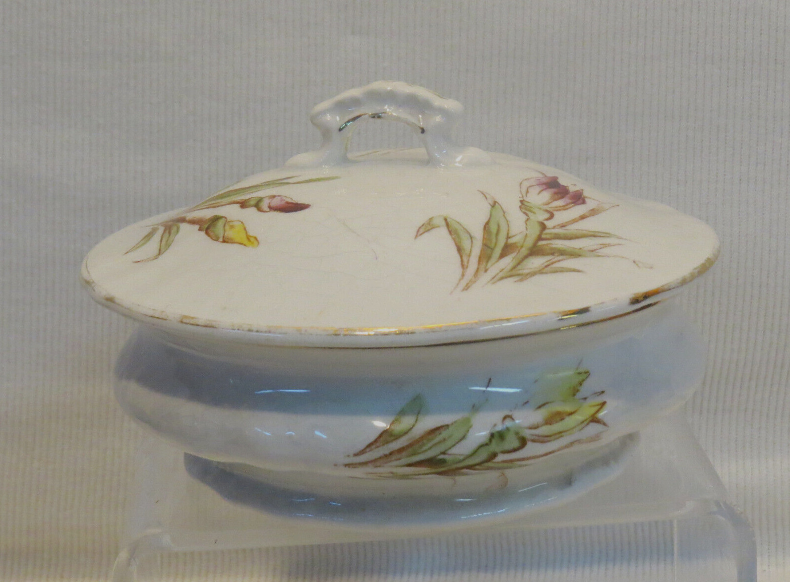 RARE Antique Homer Laughlin WYOMING Shape Covered Soap Dish w/Liner, Beautiful