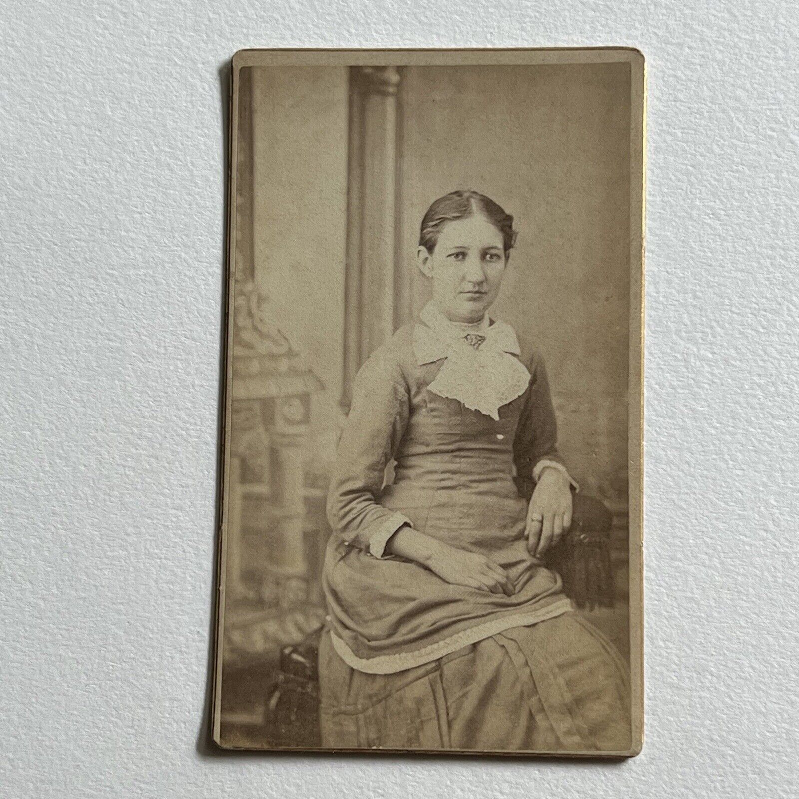 Antique CDV Photograph Lovely Modest Young Woman Kind Eyes