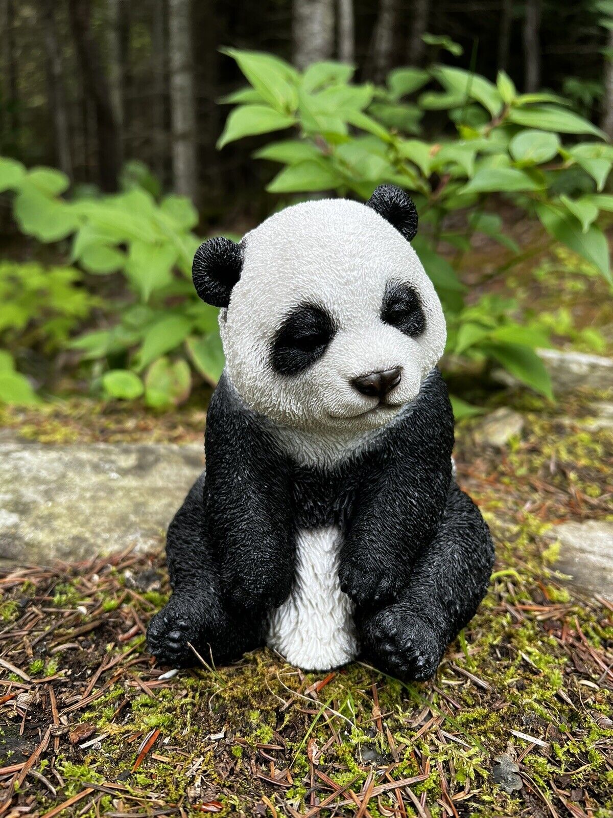 Panda Bear Figurine Drowsy Resin Wild Animal Statue Black White New Ornament 