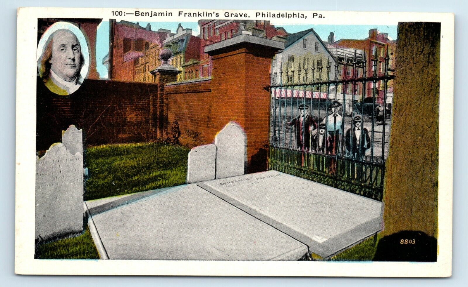 Postcard Benjamin Franklin\'s Grave, Philadelphia PA X83