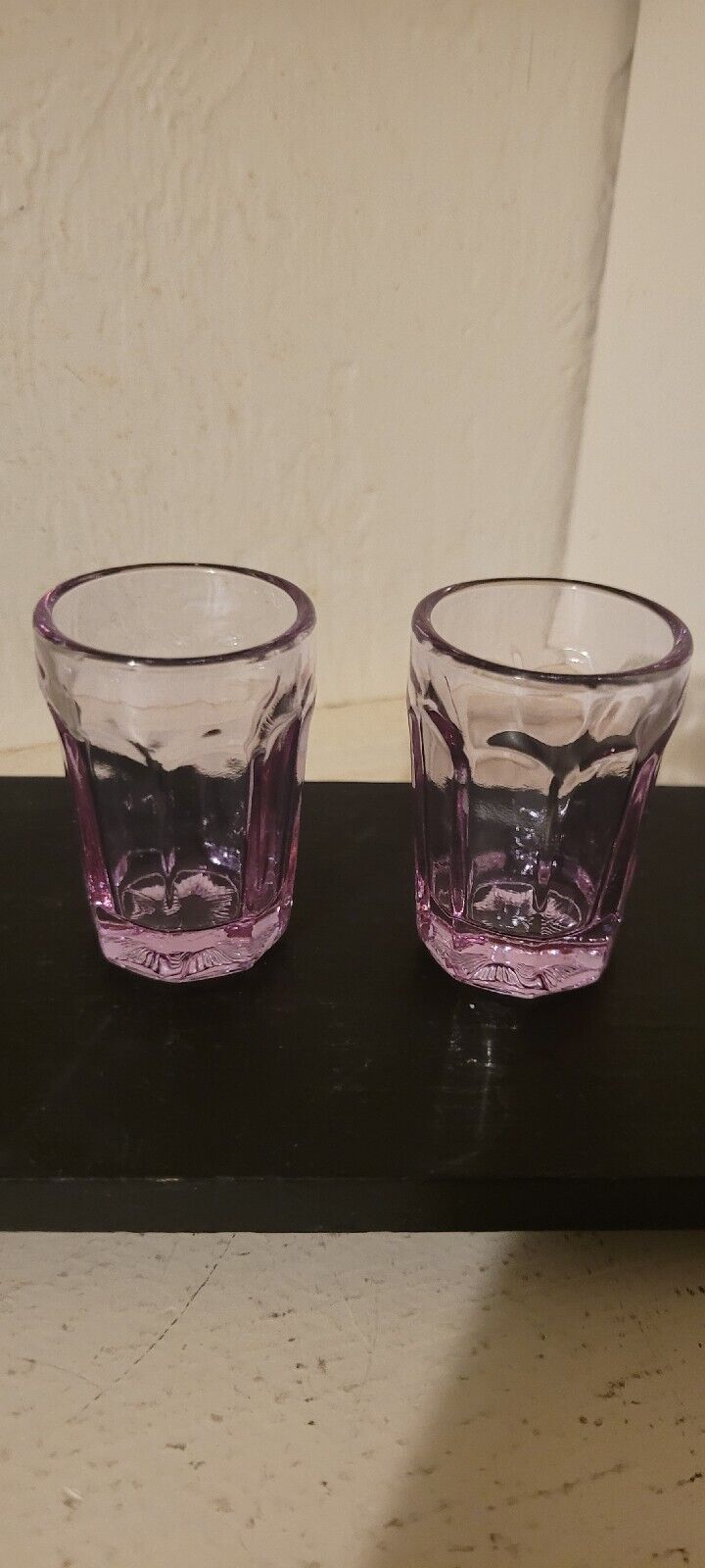 Vintage 1920s Neodymium Purple Tequila Shot Glass Pair Of 2