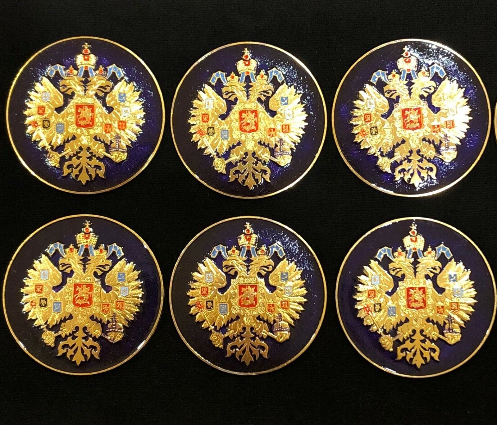 RUSSIAN IMPERIAL EAGLE. RUSSIA COAT OF ARMS CREST BADGE. Lot Of 6