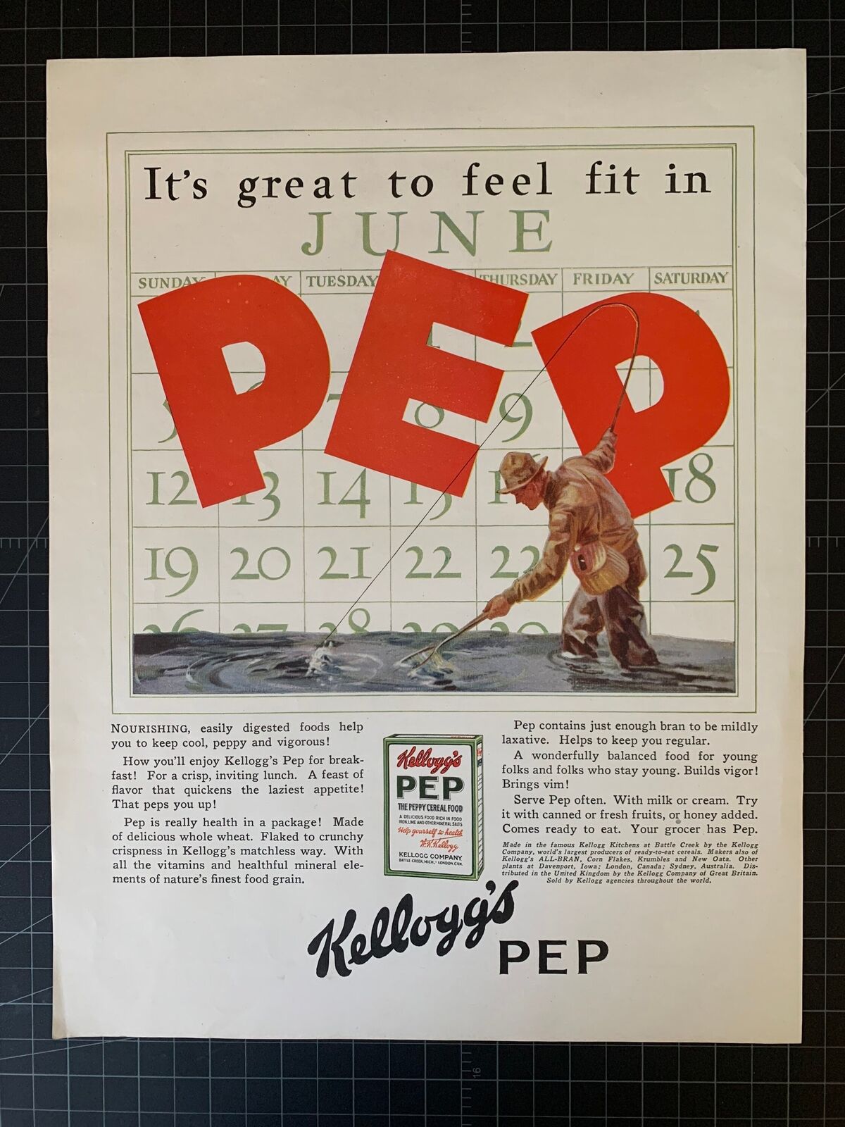 Vintage 1927 Kellogg’s PEP Cereal Print Ad