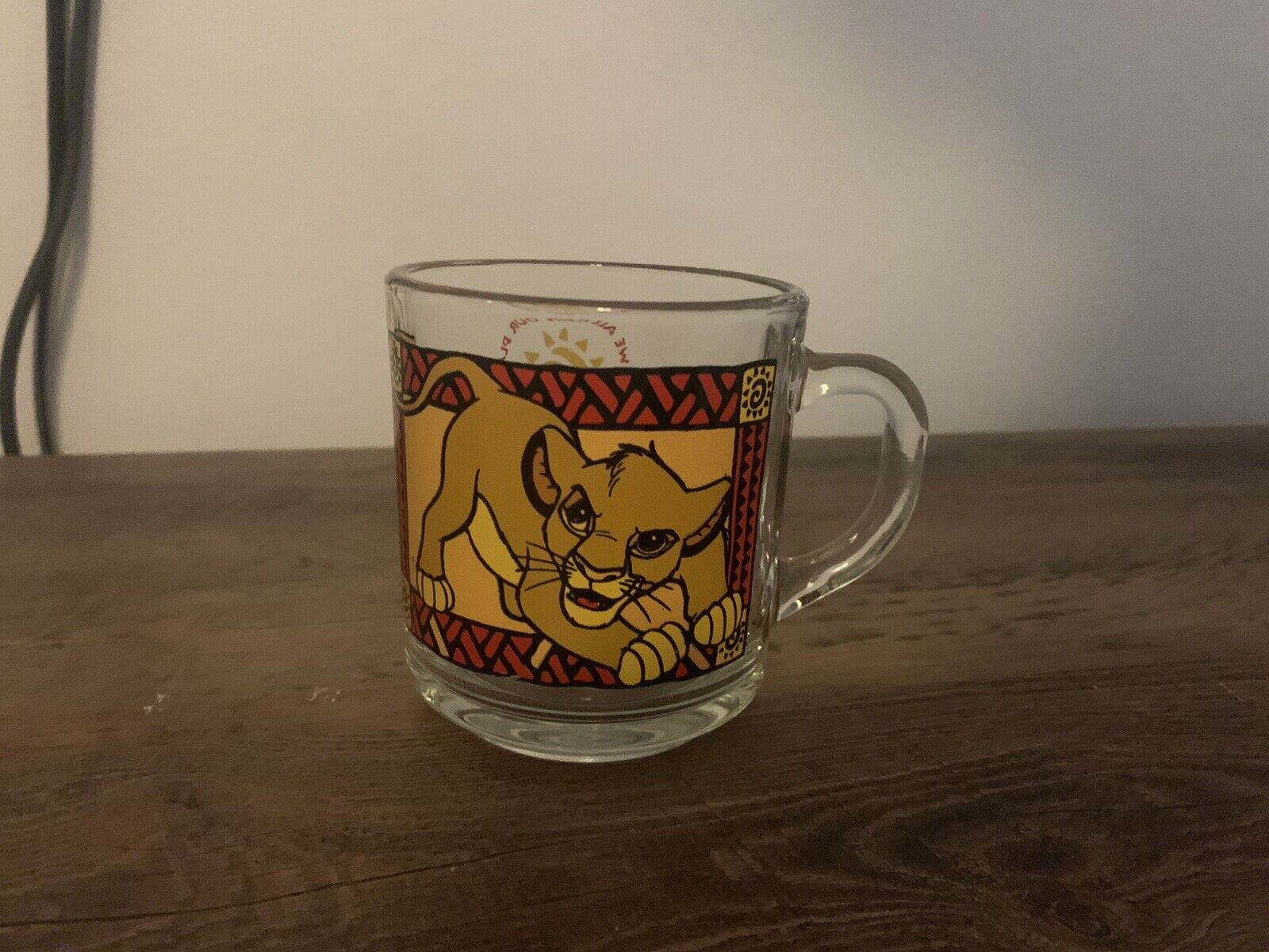 The Lion King Simba Circle Of Life Coffee Mug. Clear Glass. Vintage 90s Disney