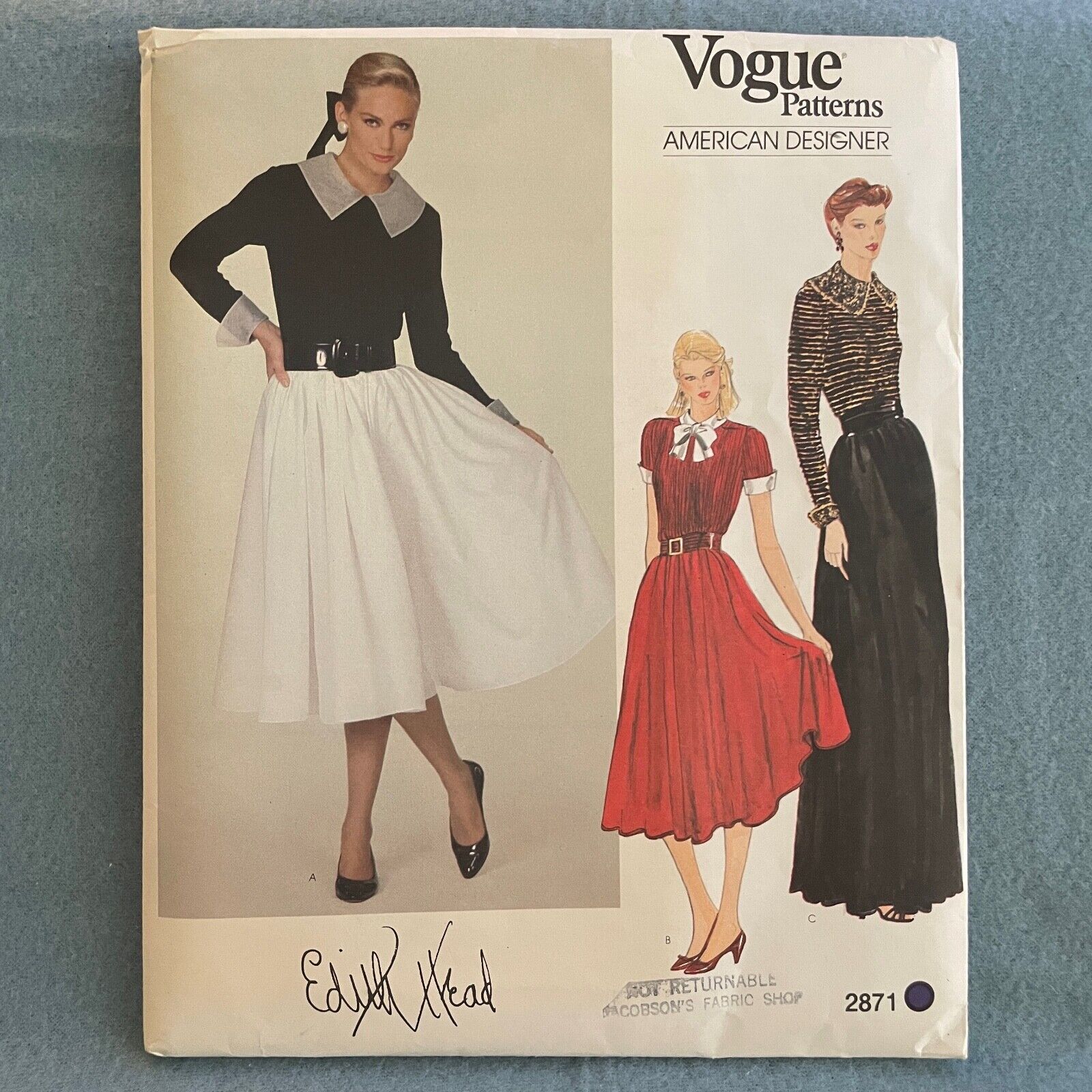 Vogue 2871 American Sewing Pattern Edith Head Skirt & Top Sz 12 Uncut
