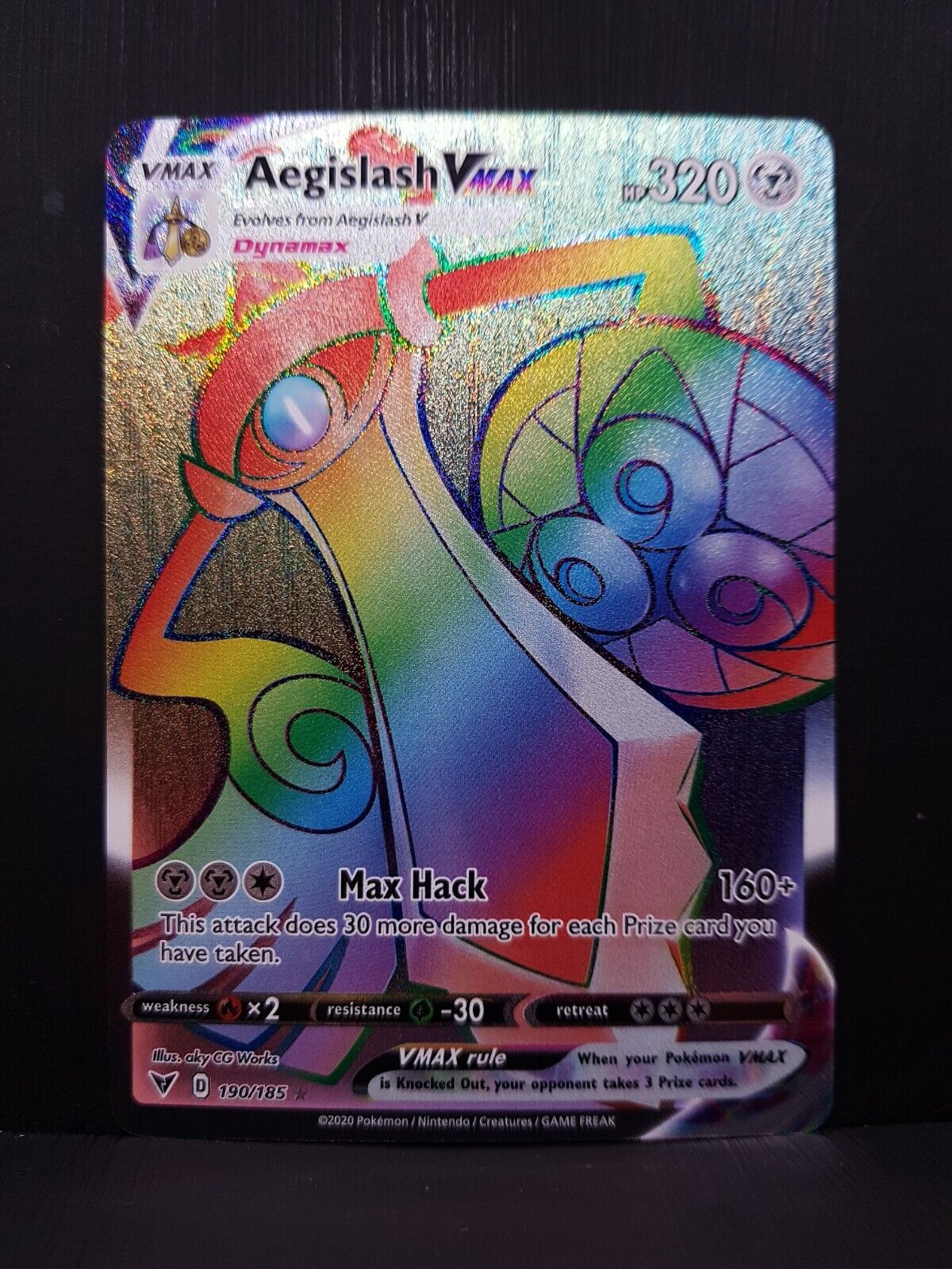 Aegislash VMAX 190/185 Vivid Voltage Rainbow Secret Pokemon Pokemon Card ENG NM