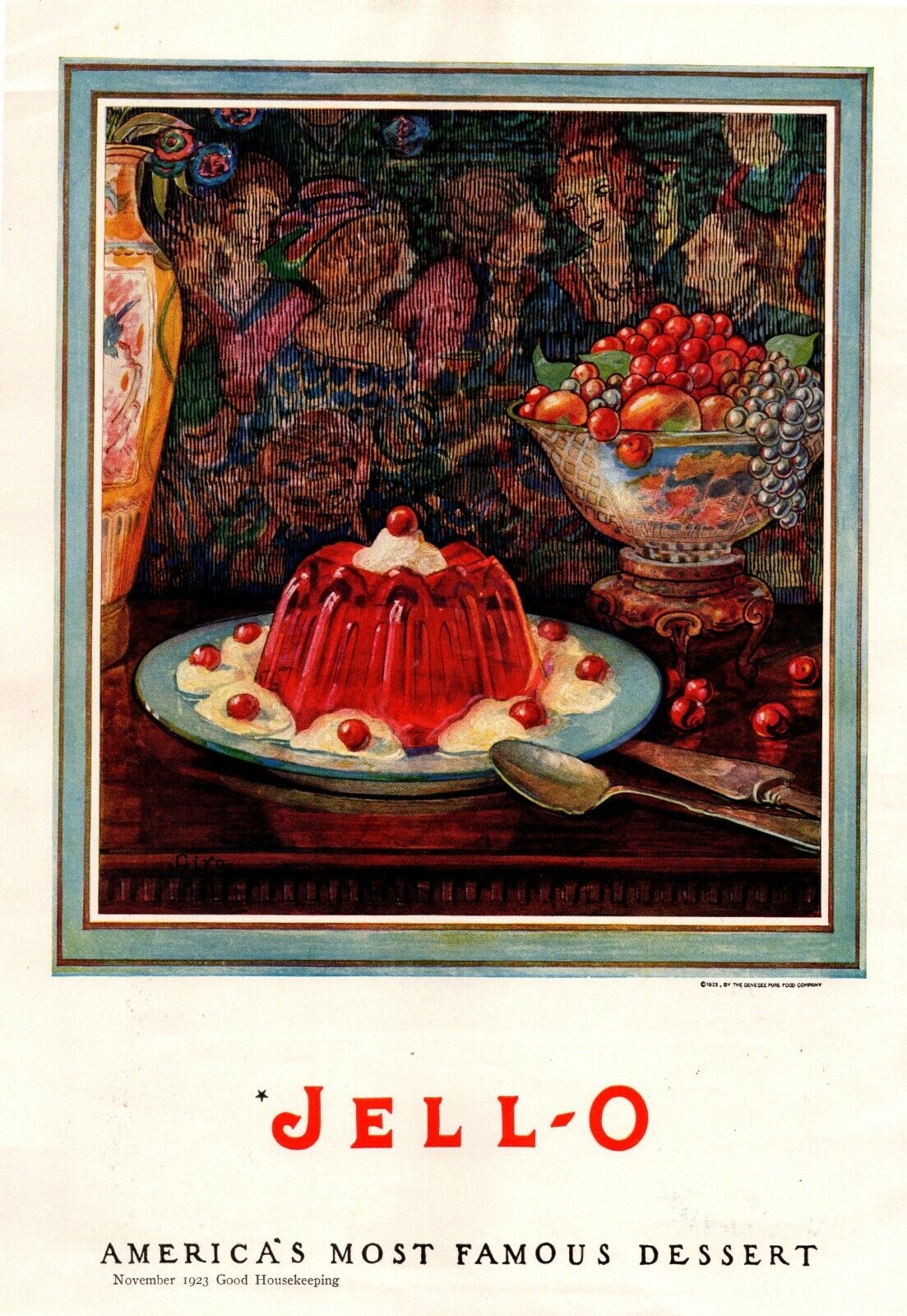 1923 Jell-O Vintage Print Ad America's Most Famous Dessert 