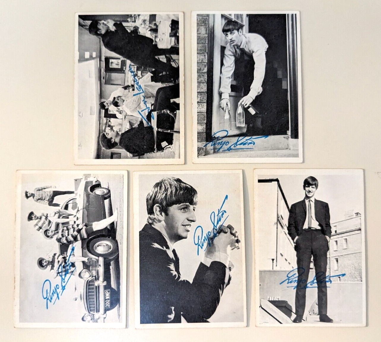 1964 Topps BEATLES Cards - Series 1 - Lot of 5 - Black and White - Lennon Ringo