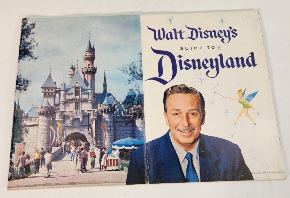 1959 Disneyland CA Brochure Walk Disney\'s Guide to Disneyland Tinkerbell Map