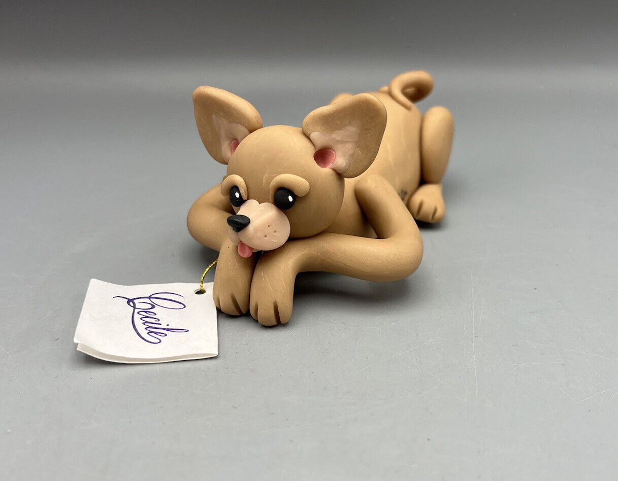 Vintage Chihuahua Figurine Cecile Baird Hand Sculpted Signed