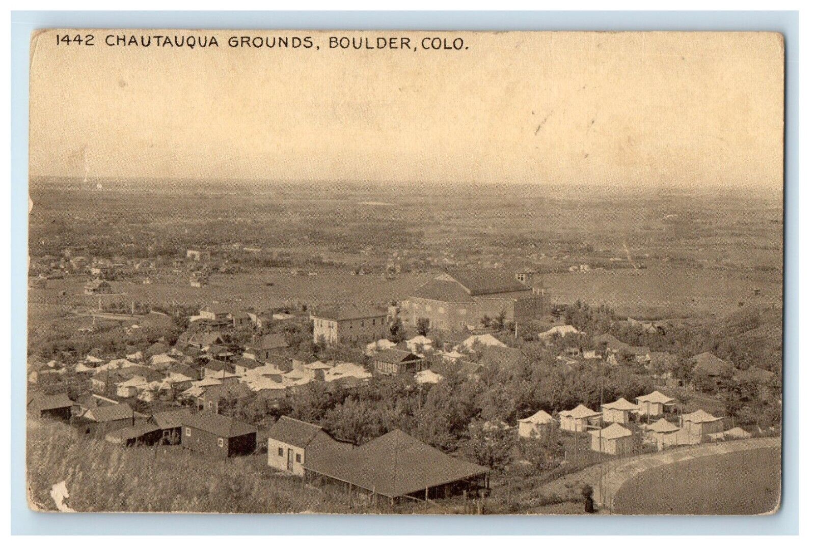 c1920's Bird's Eye View Chautauqua Grounds Boulder Colorado CO Vintage Postcard