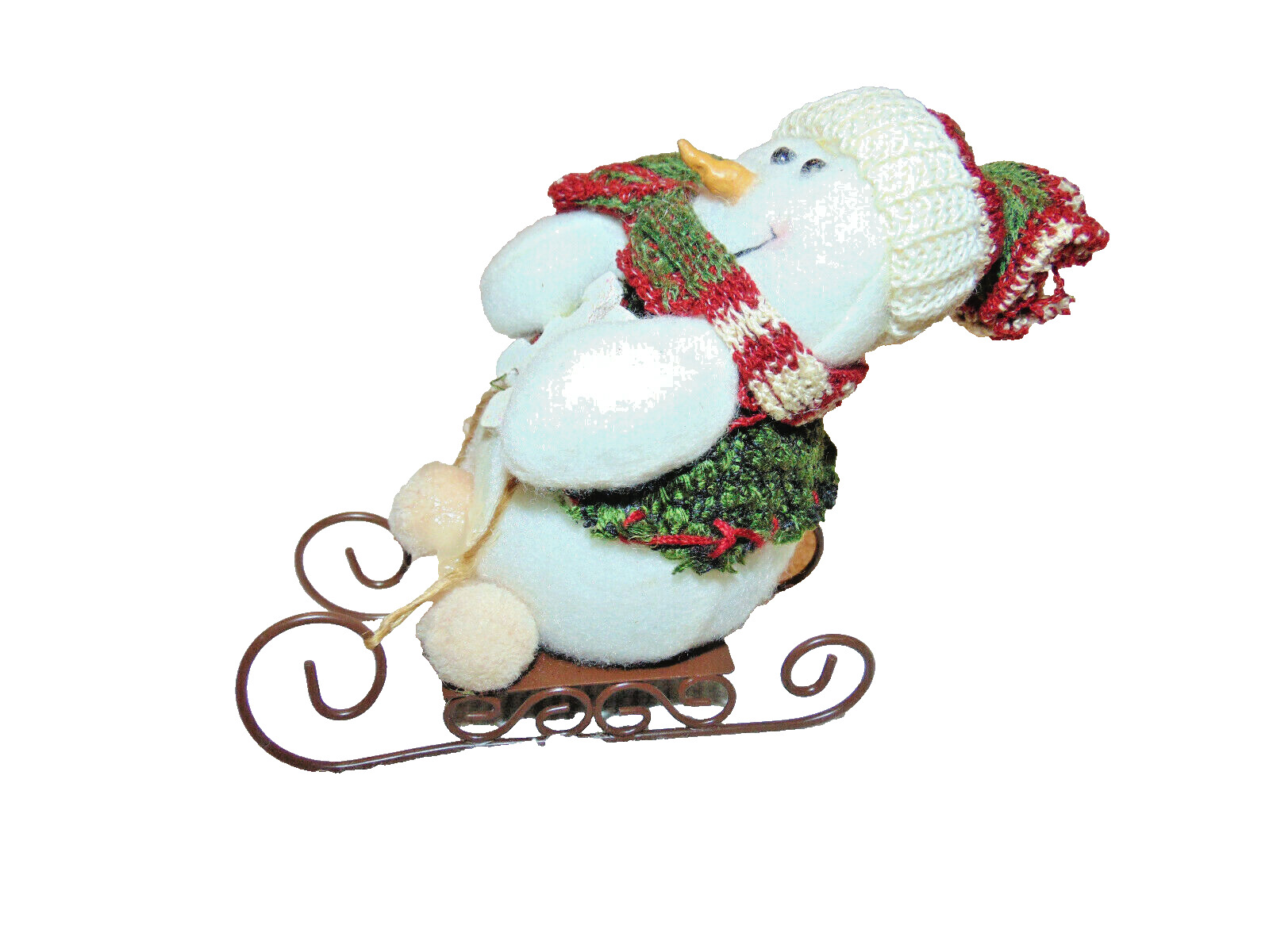 Vintage Christmas 4” Plush Snowman On Sled