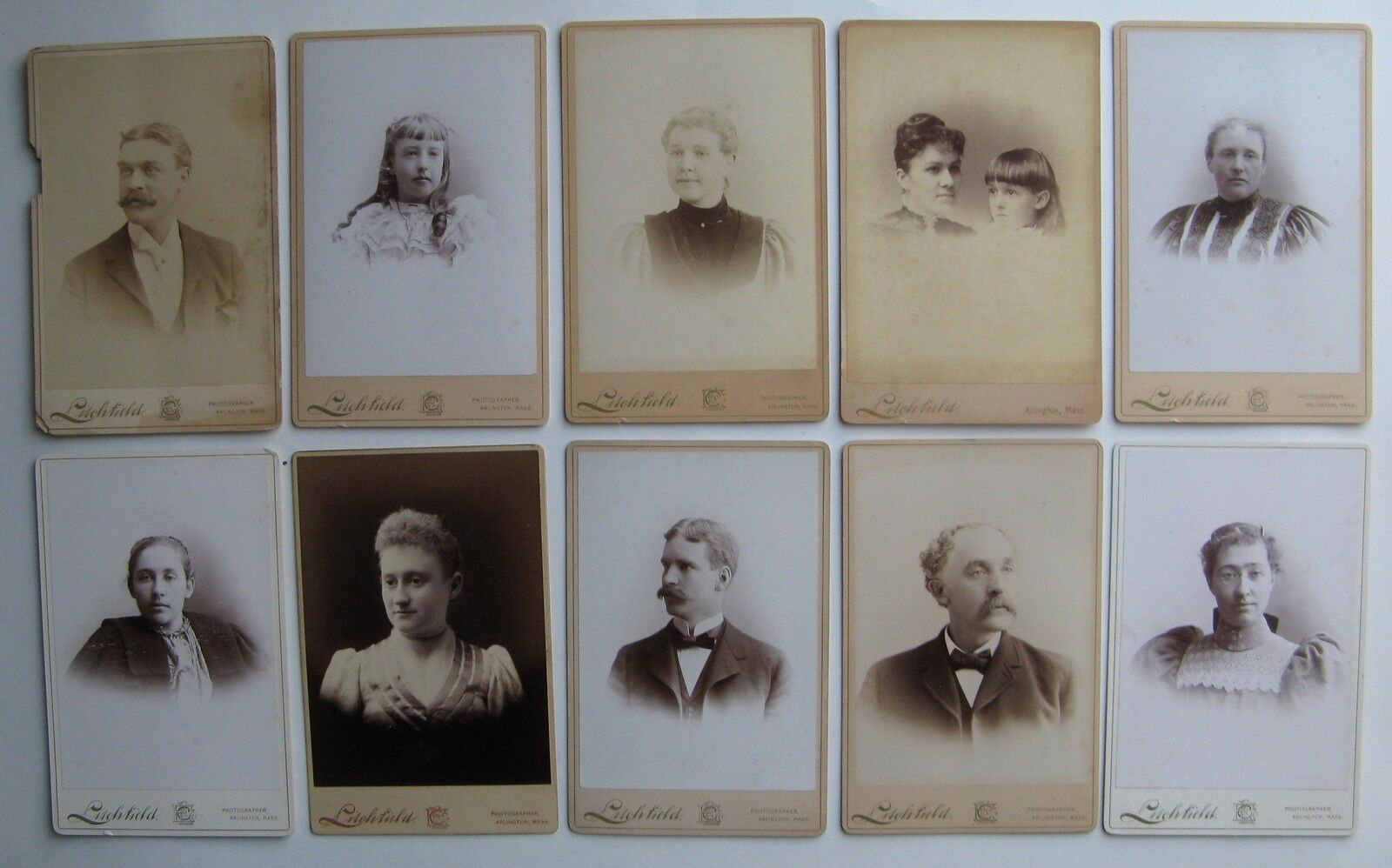 Arlington, Ma. 1880\'s Cabinet Photographs by Litchfield - Lot of Ten