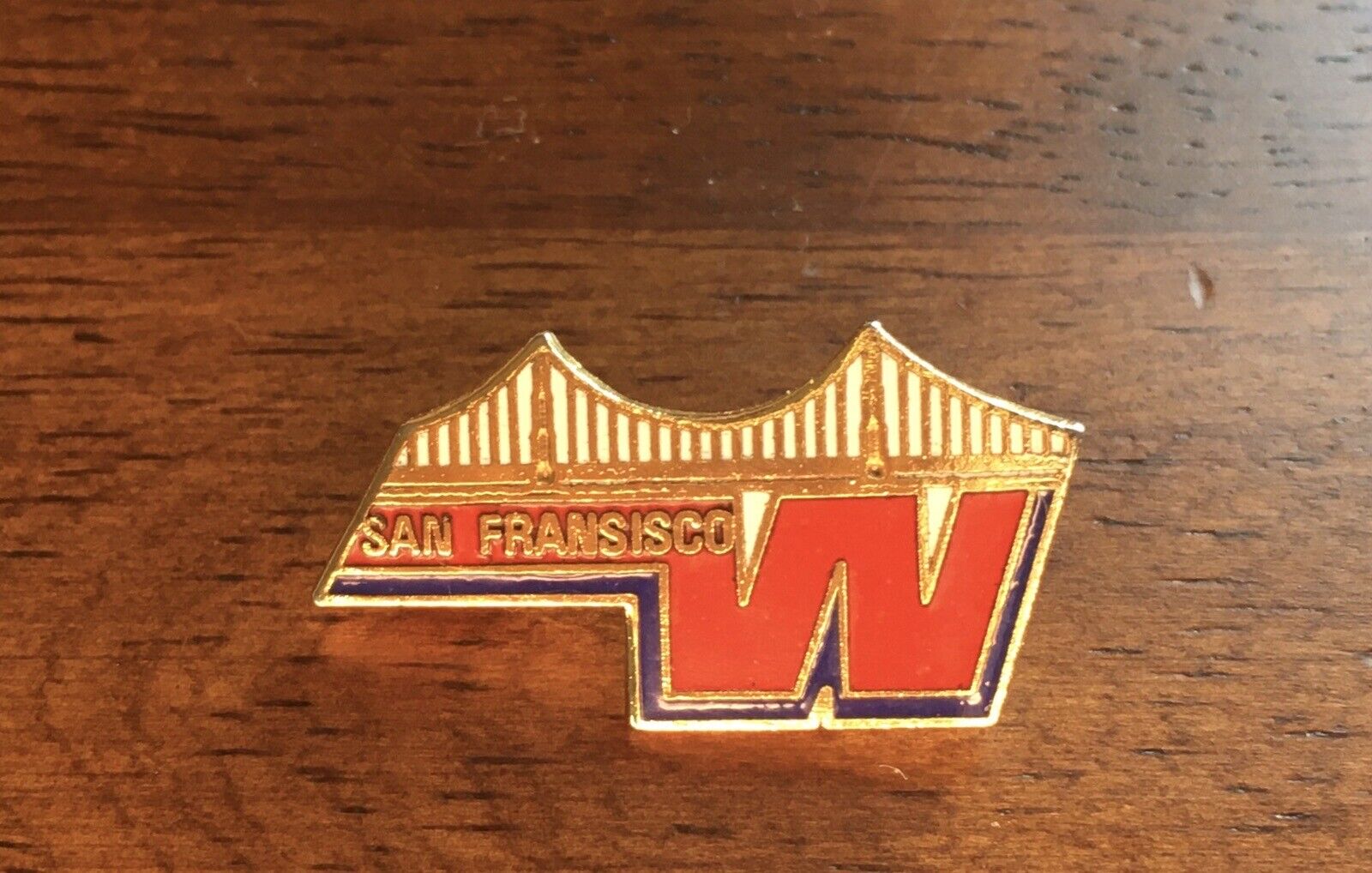 Collectible Western Airlines San Francisco First Run Pin With Spelling Error